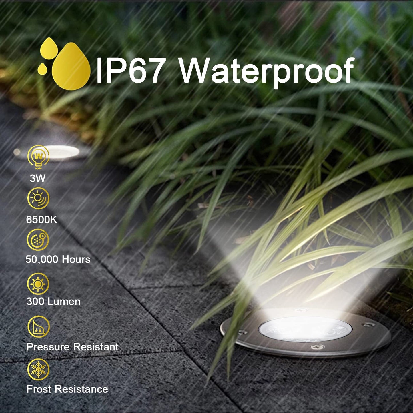 AHSELLUS Low Voltage In-ground Lights LED Well Light Landscape Light with Connectors 3W 12V 24V Waterproof IP67 Pathway Lights Outdoor spotlights