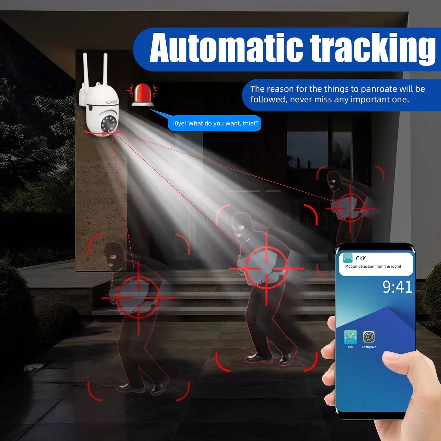 CKK 1080P Security Camera Wireless, 3 Pcs 2MP PTZ WiFi Home Camera (2.4G/5G Dual-Band), 360° Pan/Tilt, Color Night Vision, Motion Alerts, 2-Way Audio