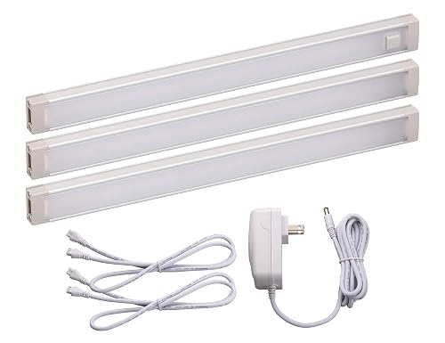 PureOptics LED Under Cabinet Lighting Kit, 3-Bars, 9 Inches Each, DIY Tool-Free Installation, Warm White, 2700K, 1080 Lumens, 15 Watts, Home Accent