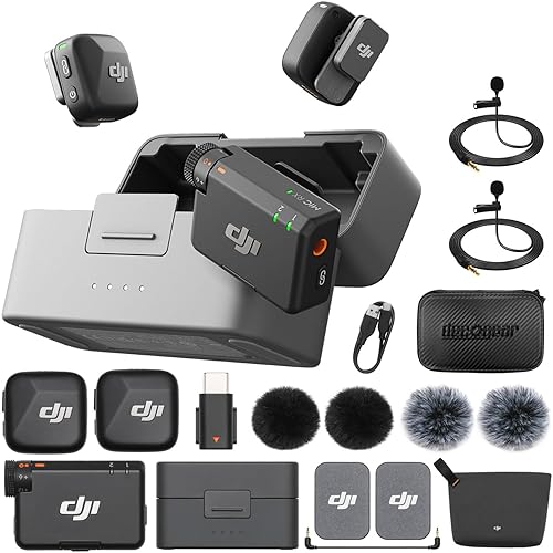 DJI Mic Mini (2 TX + 1 RX + Charging Case) Wireless Lavalier Microphone, Ultralight, Noise Cancelling, Up to 48-Hour Battery Life Bundle with 2 x Deco