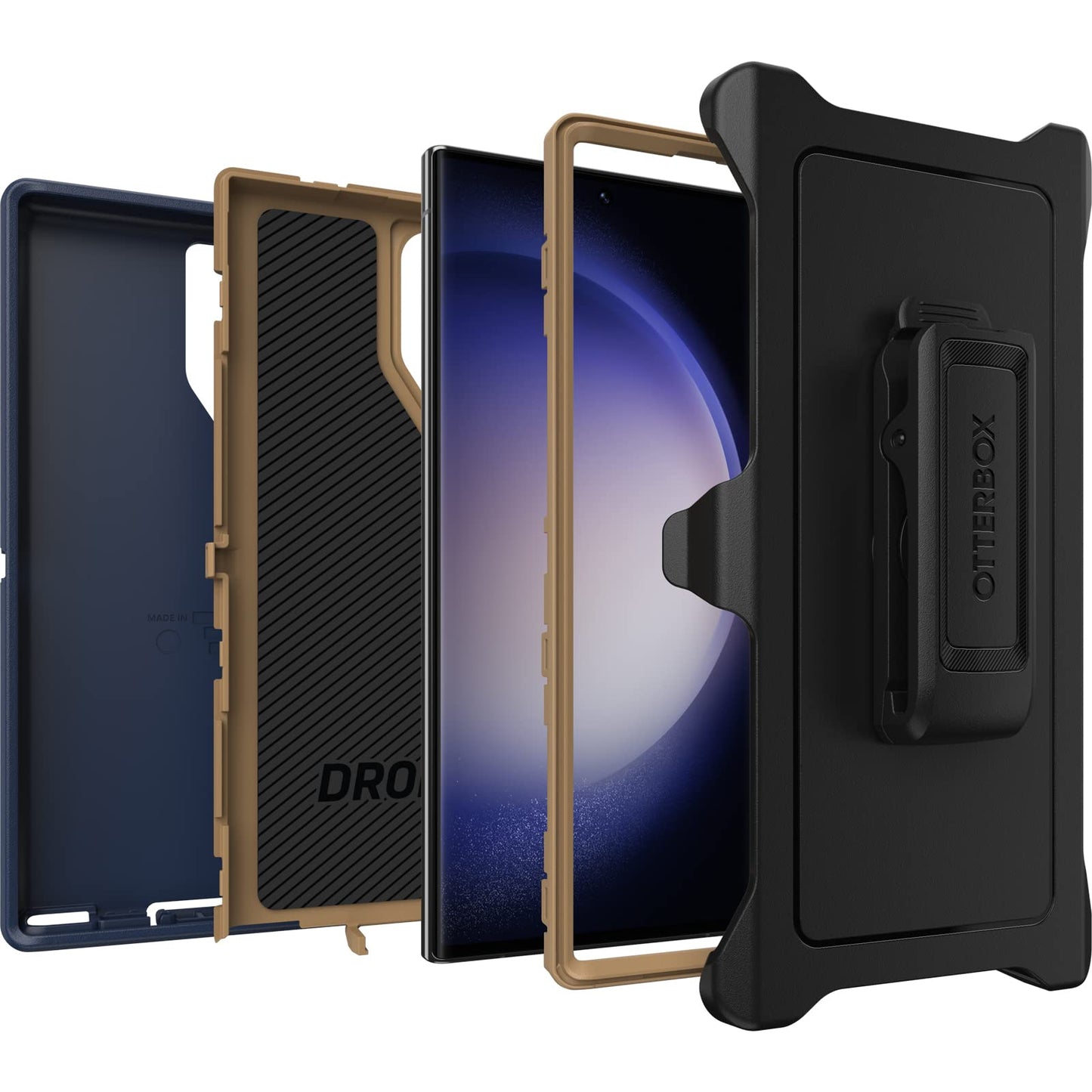 OtterBox Galaxy S23 Ultra Defender Series Case - Blue Suede Shoes (Blue), Rugged & Durable, with Port Protection, Includes Holster Clip Kickstand