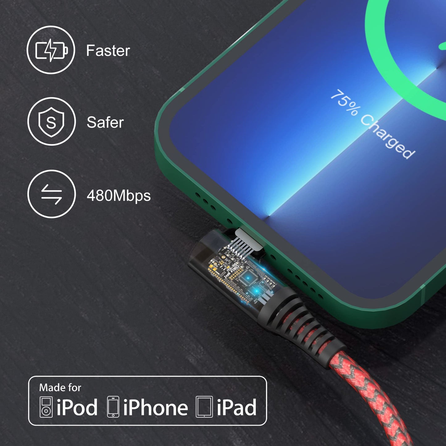 Yeemie Long USB-C Lightning Cable 20ft MFi Right Angle Lightning Cable 2.4A Fast - Heavy Duty iPhone Charger Cord for Pad/Air Pods/iPhone14 13 12 11