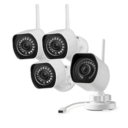 Zmodo 1080p Full HD Outdoor Wireless Security Camera System, 4 Pack Smart Home Indoor Outdoor WiFi IP Cameras with Night Vision, Plug-In, Compatible