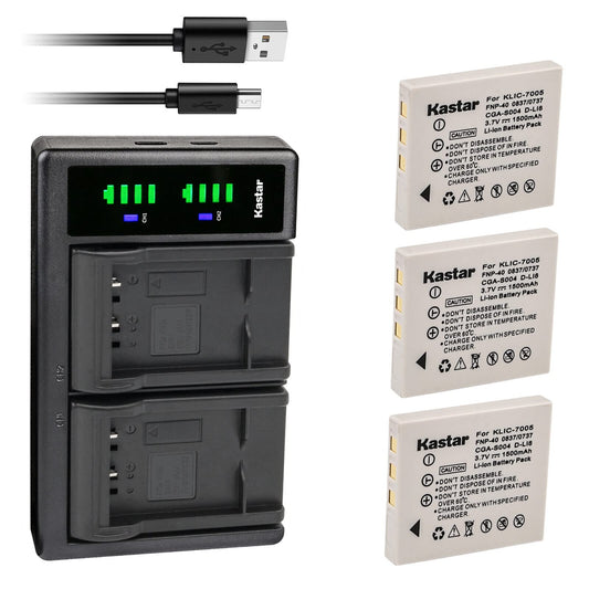 Kastar 3-Pack Battery and LTD2 USB Charger Replacement for Vivitar DVR-560G Vivicam 3660 Vivicam 7388 Vivicam 7388S Vivicam 7500i, Praktica Luxmedia