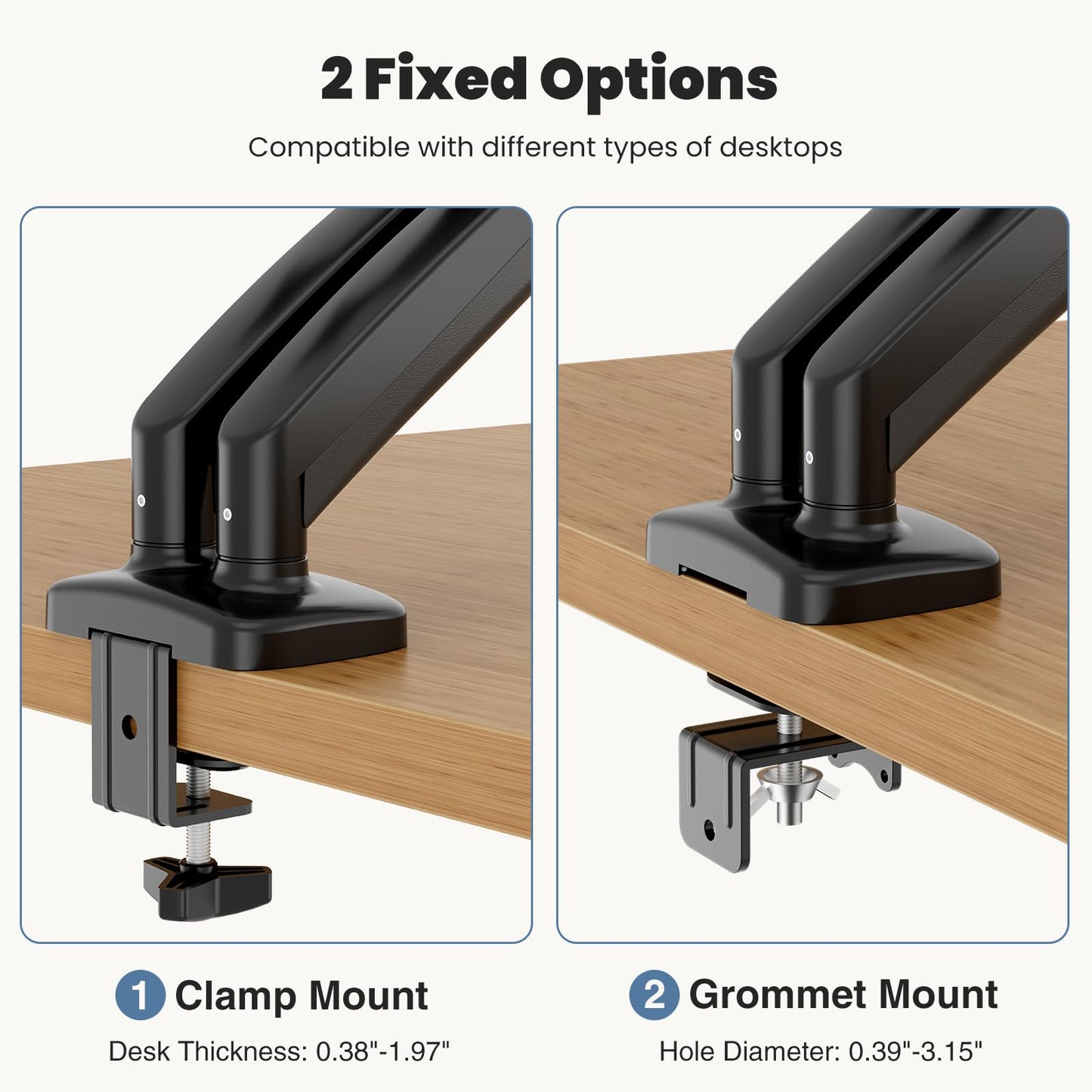DUMOS Dual Monitor Stand for Desk, Gas Spring Monitor Arm for 2 Monitors Max 32 Inches, Fully Adjustable Double Monitor Mount, VESA Mount