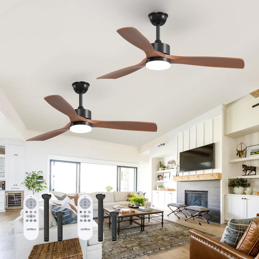 addlon 2 Pack 52 Inch Solid Wood Ceiling Fans with Lights and Remote
