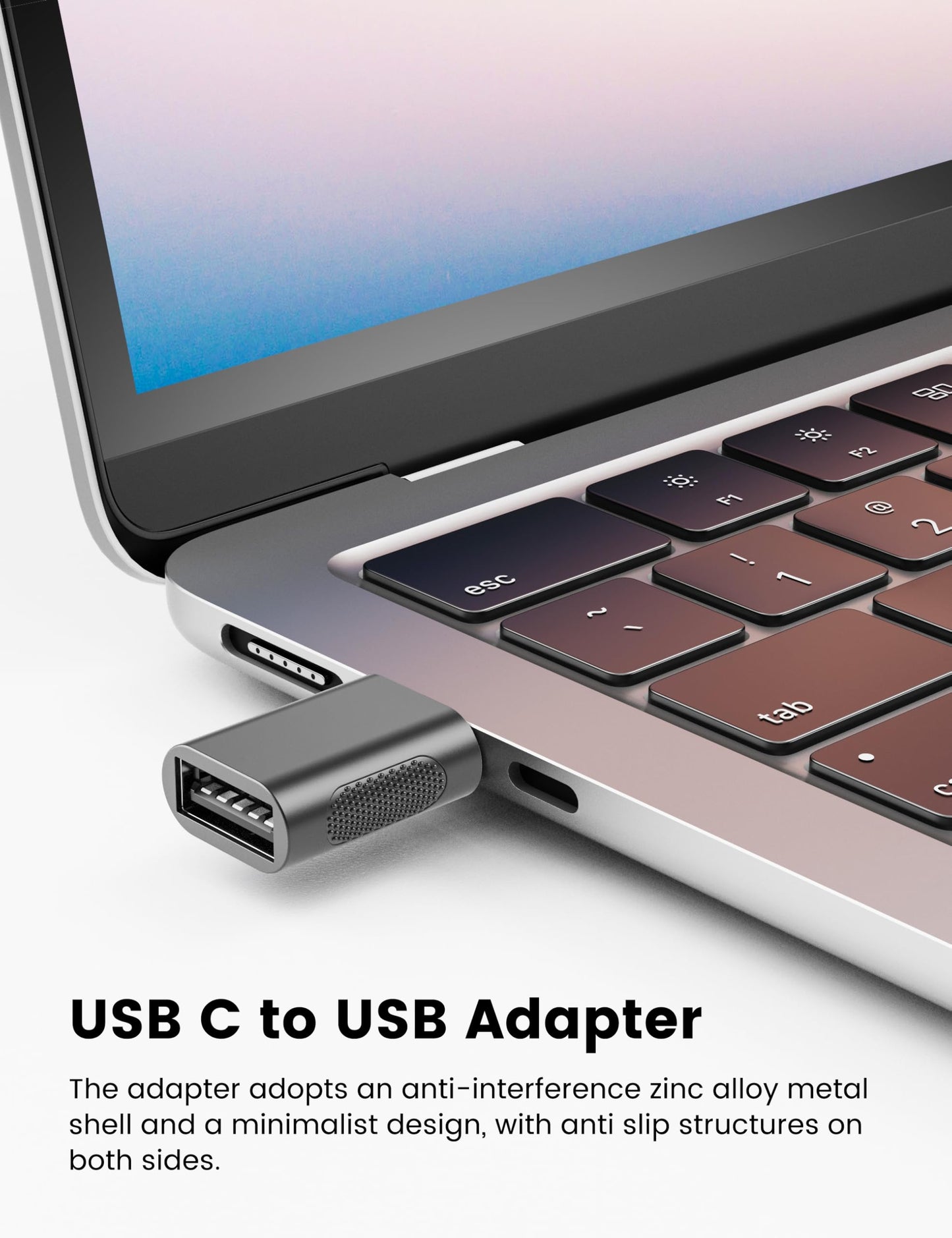 POHFP USB C Adapter (4 Pack), Type C Male to USB Female Connector, USB 3.0 Female to Thunderbolt 4/3 Adapter Compatible with MacBook Pro, Chromebook…