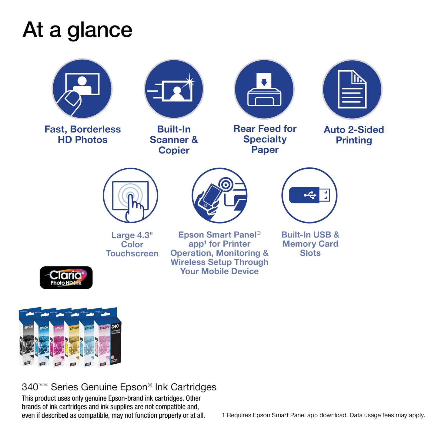 Epson Expression Photo XP-8800 Wireless Printer with 6-Color Claria Ink System, Borderless Prints up to 8.5" x 11", Fast Printing, 4.3" Color