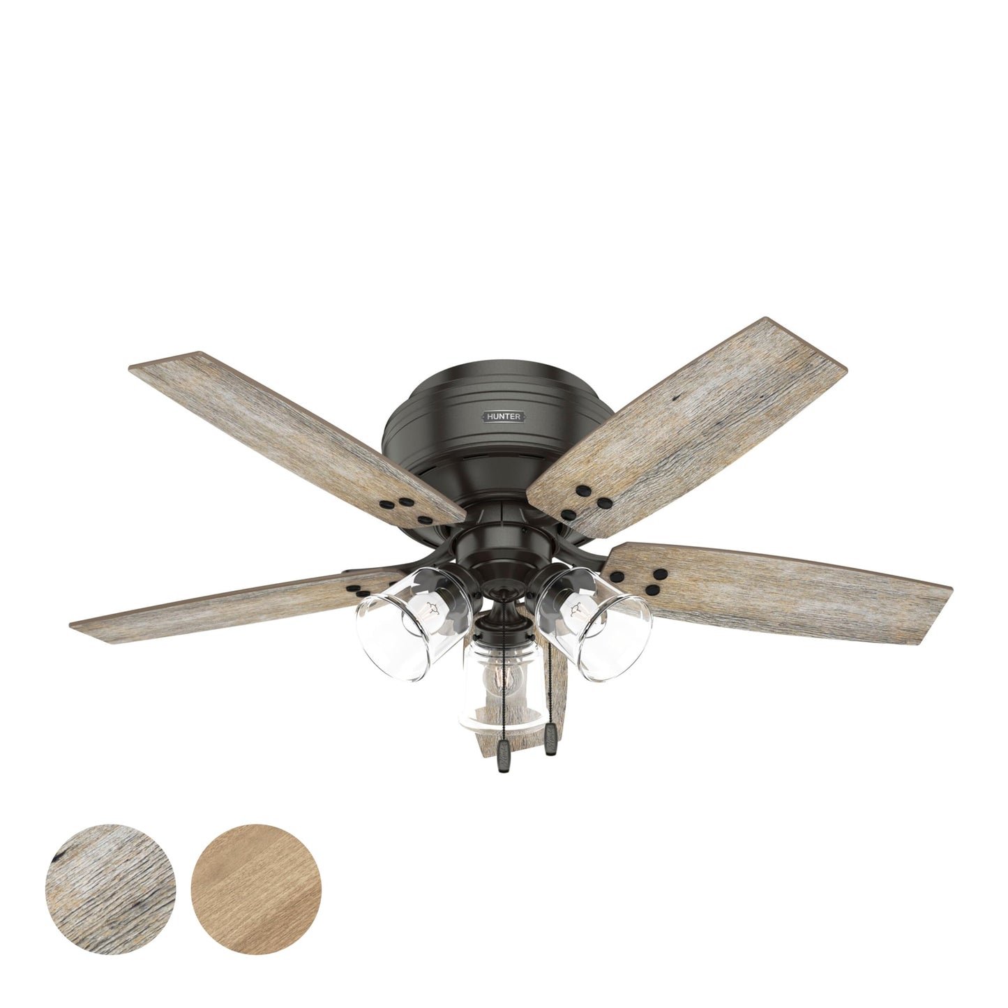 Hunter Fan 44 Inch Noble Bronze Indoor Ceiling fan with LED Light and Pull Chain for Bedroom, Living Room, Office, Basement, Kitchen, Dining Room