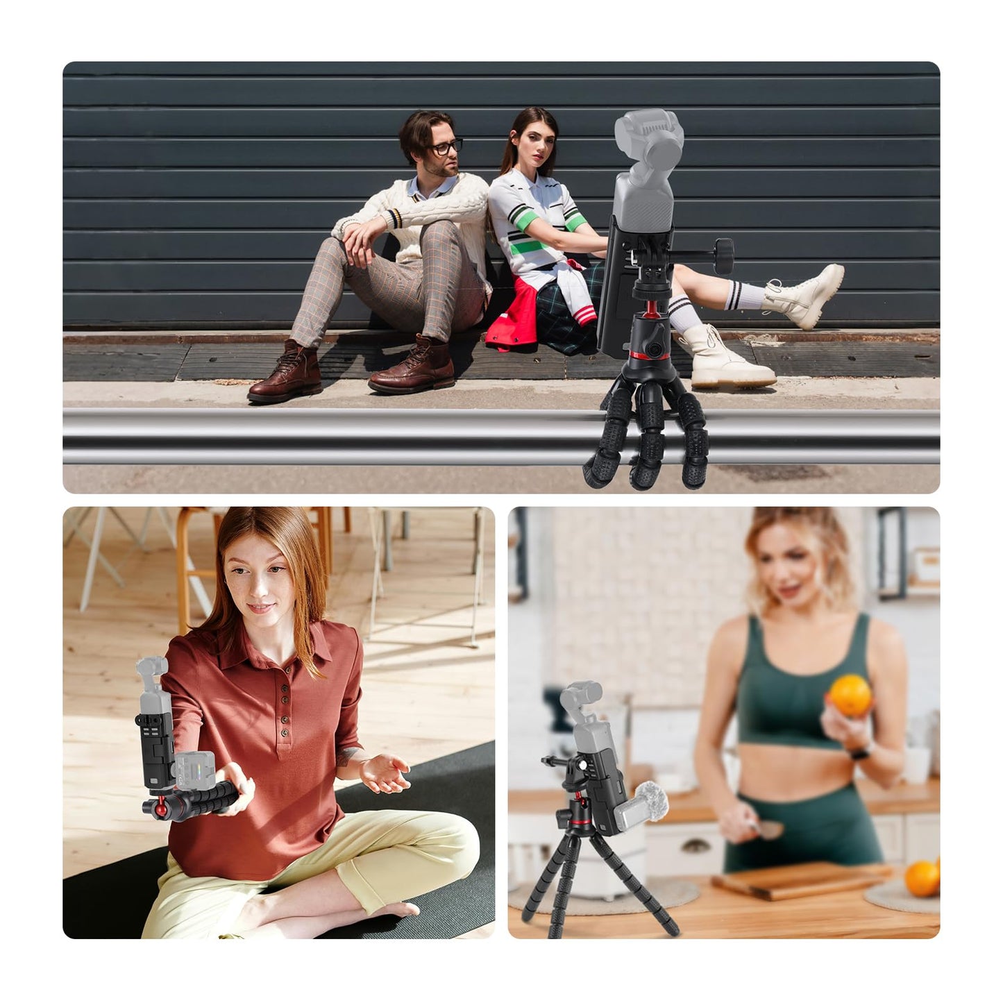 NEEWER Basics Tripod & Extension Adapter Compatible with DJI Osmo Pocket 3, 4 in 1 Mountaineering Kit, Mini Flexible Tripod/Expansion Cage Frame/Mount