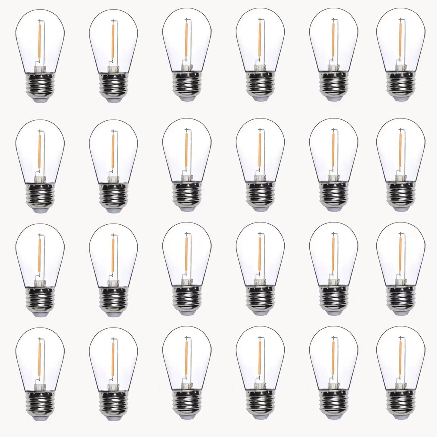 S14 Replacement Light Bulbs 24 Pack LED, Waterproof Shatterproof 1W Outdoor String Light Bulbs, E26 Regular Base, 2200K Warm White, Non-Dimmable