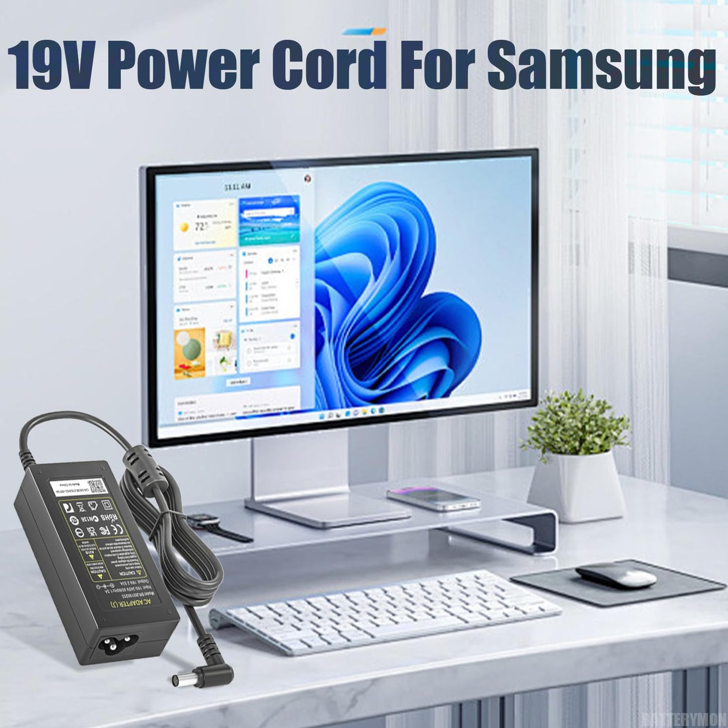 19V 2.53A AC Adapter Power Cord Compatible with Samsung UN32J5205AF UN32J4000 UN32J4500 UN32J400D UN32J400DAFXZA UN32J4000AF UN32J5003AF UN22H5000…