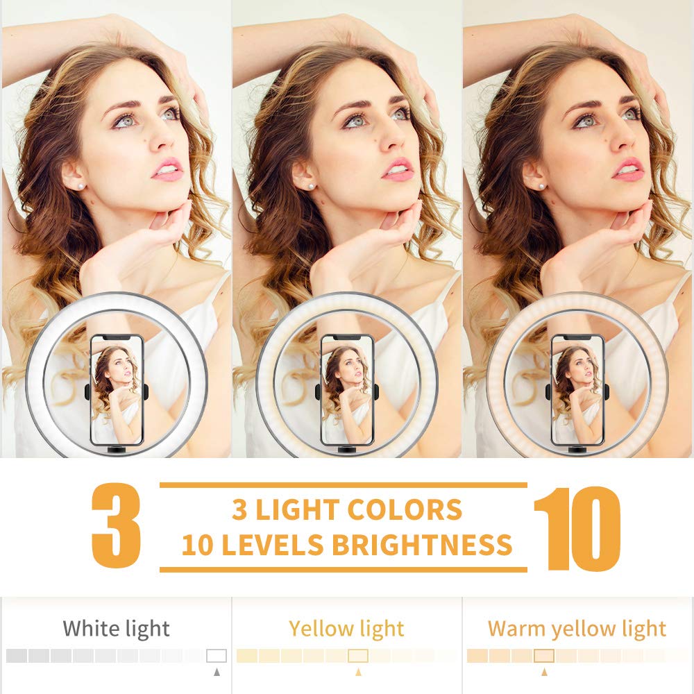 Ring Light with Stand OEBLD Dimmable Desk Selfie Ring Light with Phone Holder for Video Photography Remote Control for Makeup Live Streaming YouTube