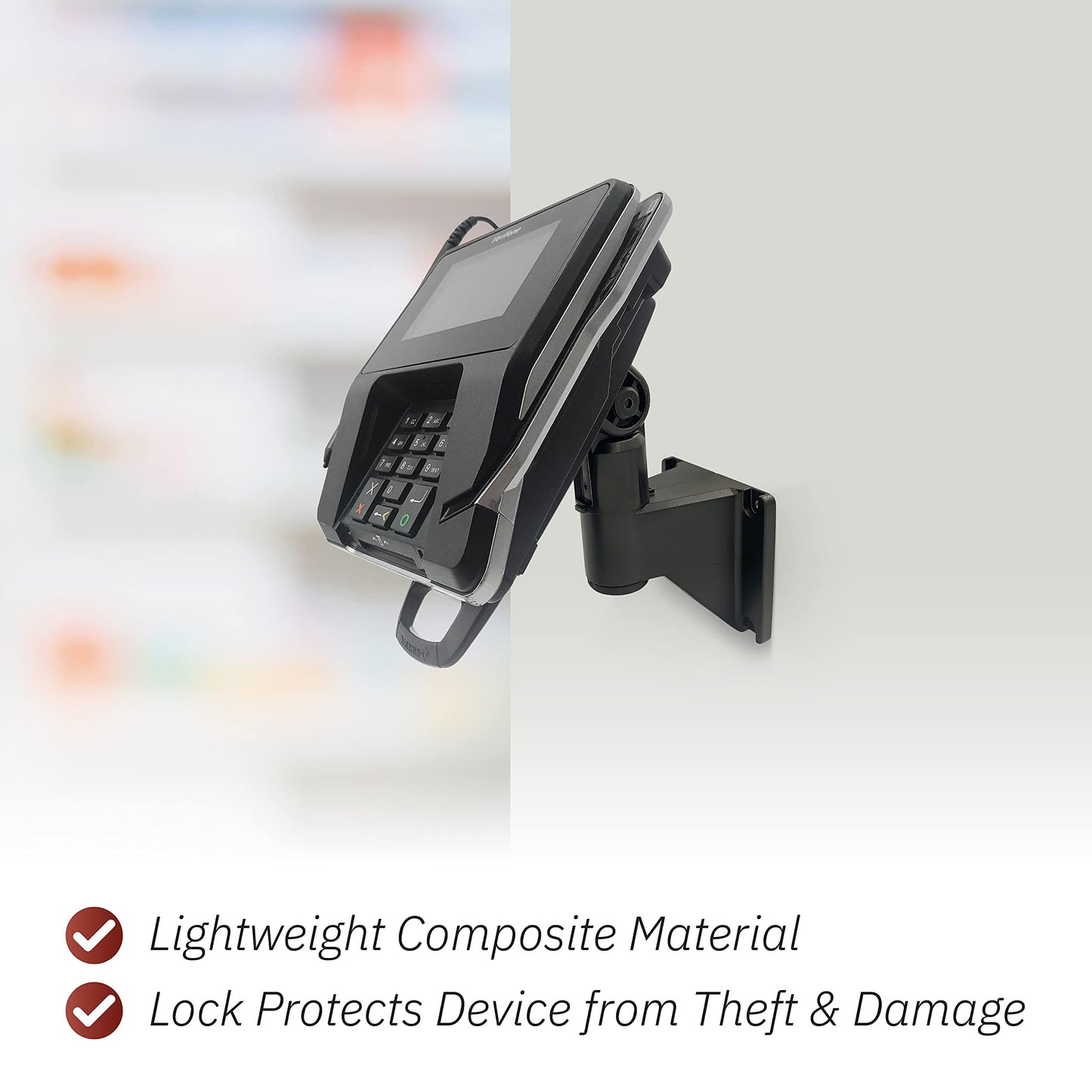 ENS Tailwind Verifone Mx915/Mx925 7" Latch and Key Lock Wall Mount Terminal Stand, Black