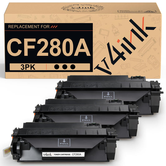 v4ink 3PK Compatible CF280A CRG119 Toner Cartridge Replacement for HP 80A CF280A Toner Cartridge Black Ink for HP Pro 400 M401N M401DN M401DNE M401DW