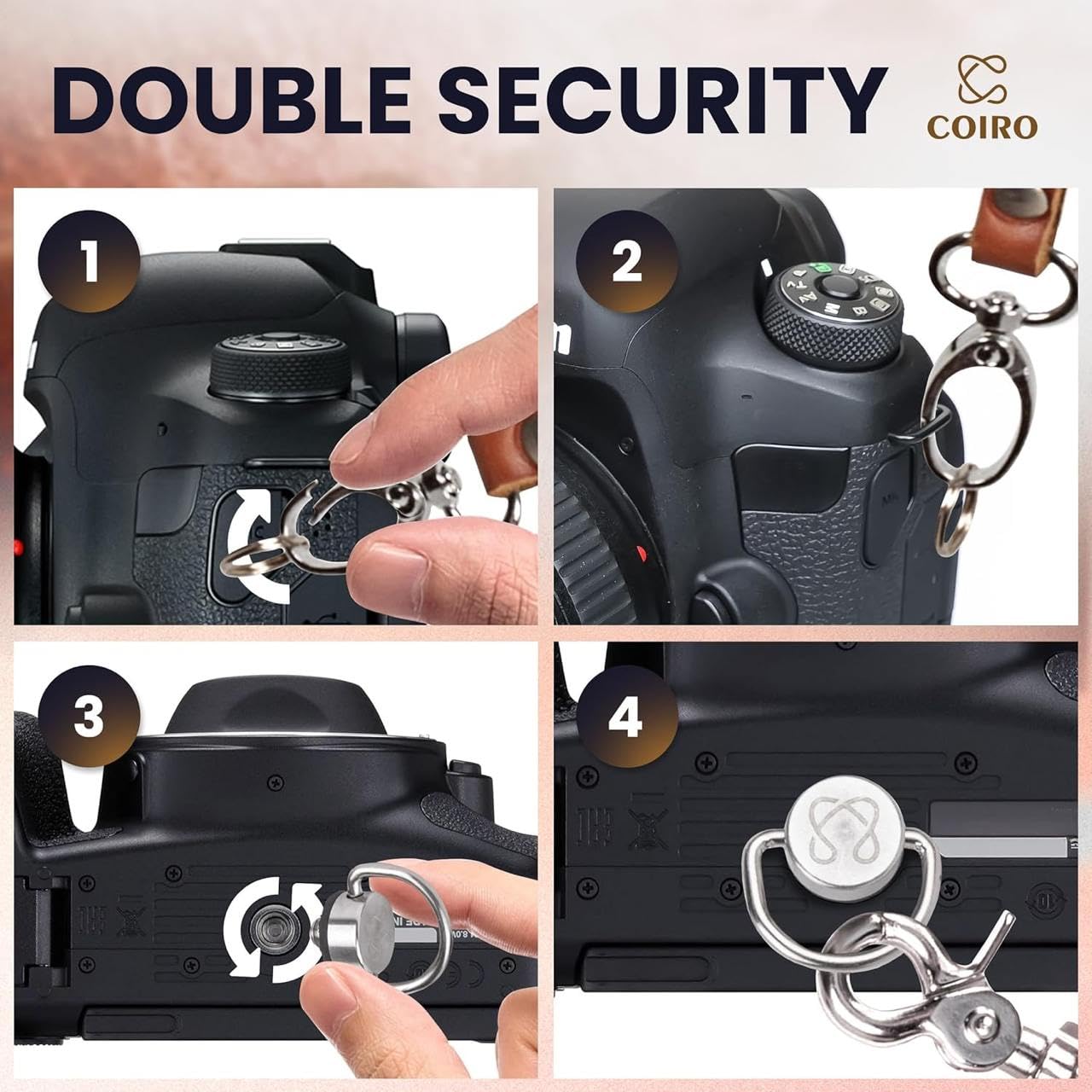 C Coiro Camera Harness for 2 Cameras - Dual Shoulder Leather Camera Strap - Double Camera Harness for DSLR/SLR, Camera Straps for Photographers of All