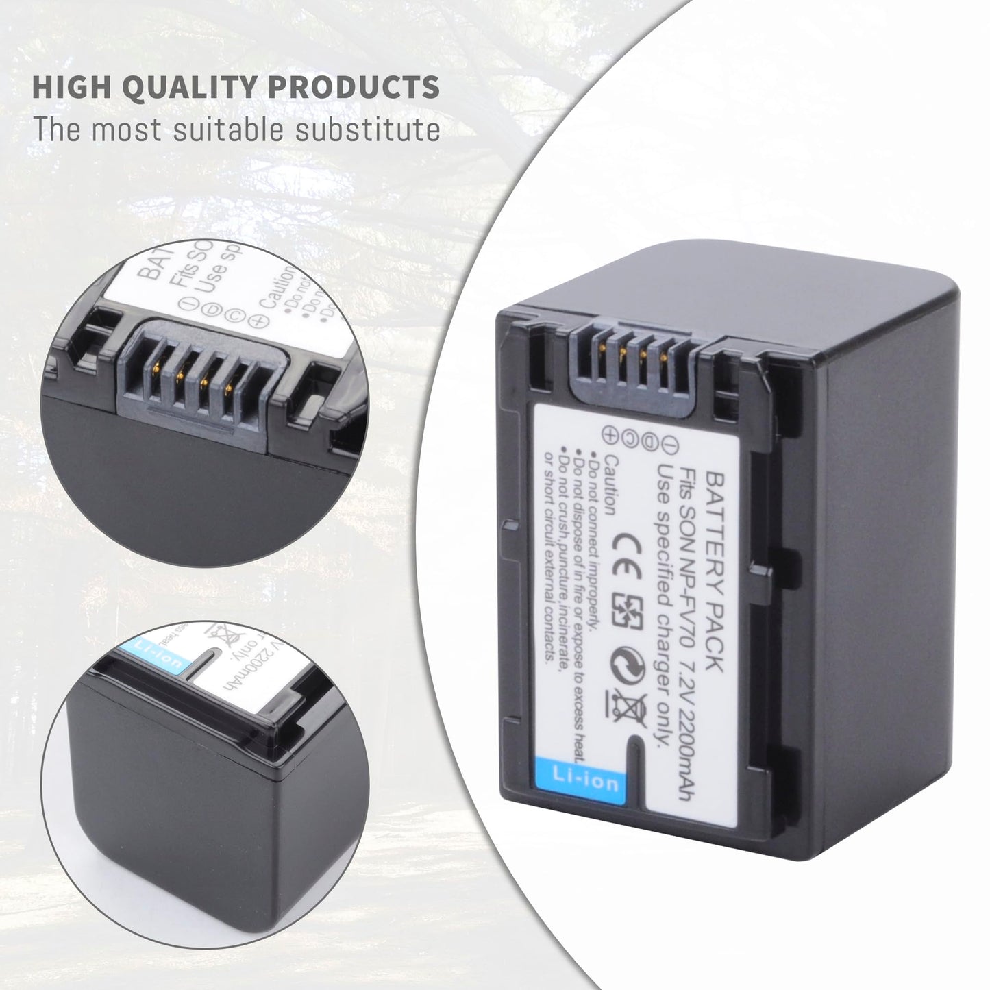 DFTIM 2 Pack NP-FV70 2200mah Battery Compatible for Sony FDR-AX53 FDR-AX700 HDR-CX455/B HDR-CX675/B HDR-CX900 HDR-PJ340 HDR-PJ540 HDR-PJ670/B