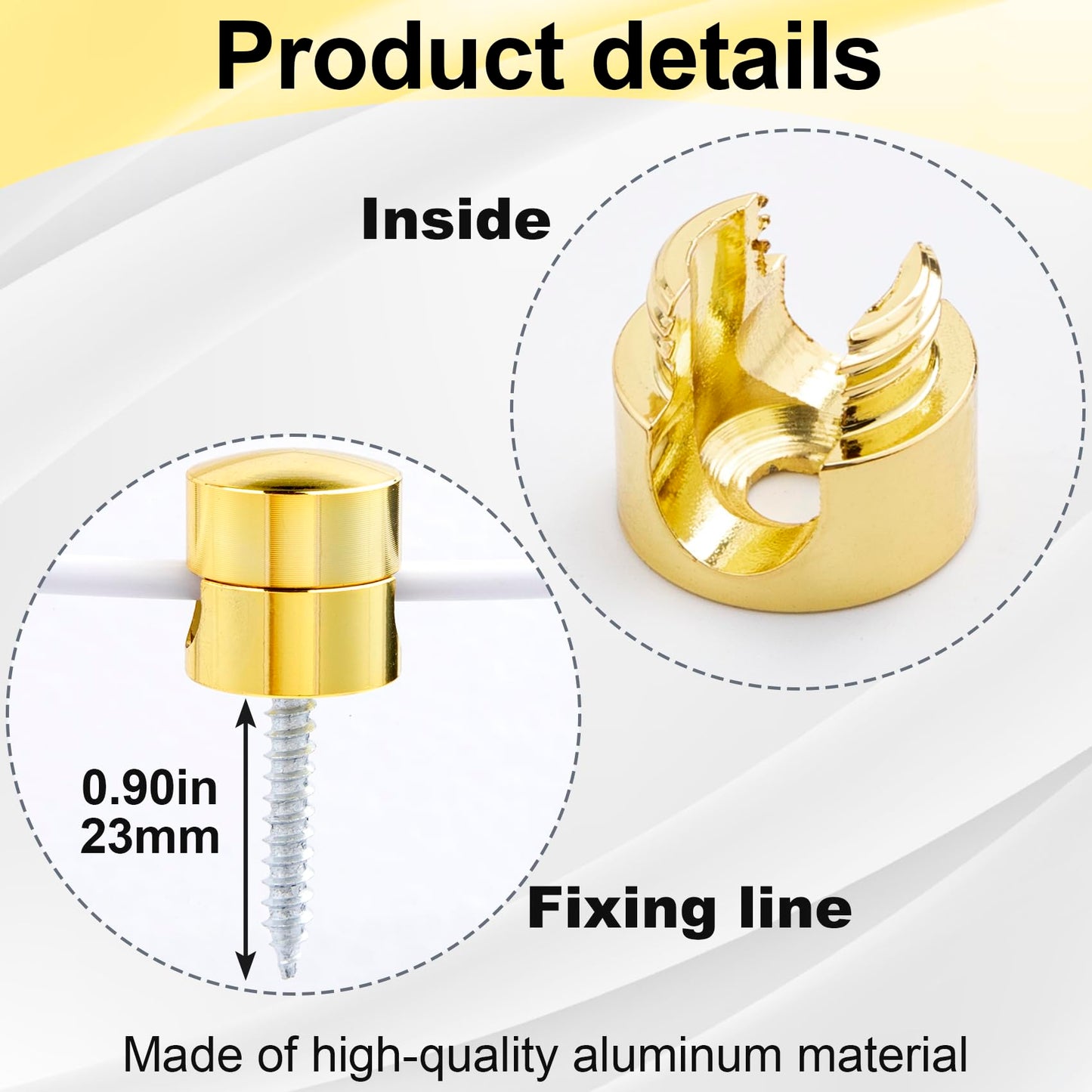 Pndeyo 2pcs Self-Adhesive Cable Anchors for Desk, Aluminum Phone Cord Holder Clips, Adjustable Round Cable Organizers for Desk Nightstand Walls- Gold