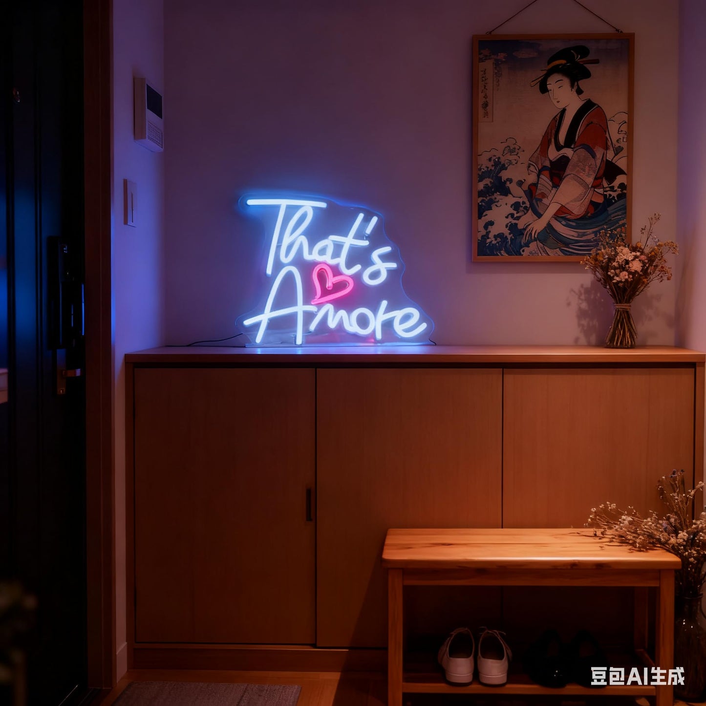 Valentines Day Gift Thats Amore LED Neon Sign, USB Powered Dimmable Decorative Neon Light Romantic Wedding Date Night Party Home Bedroom Living Room