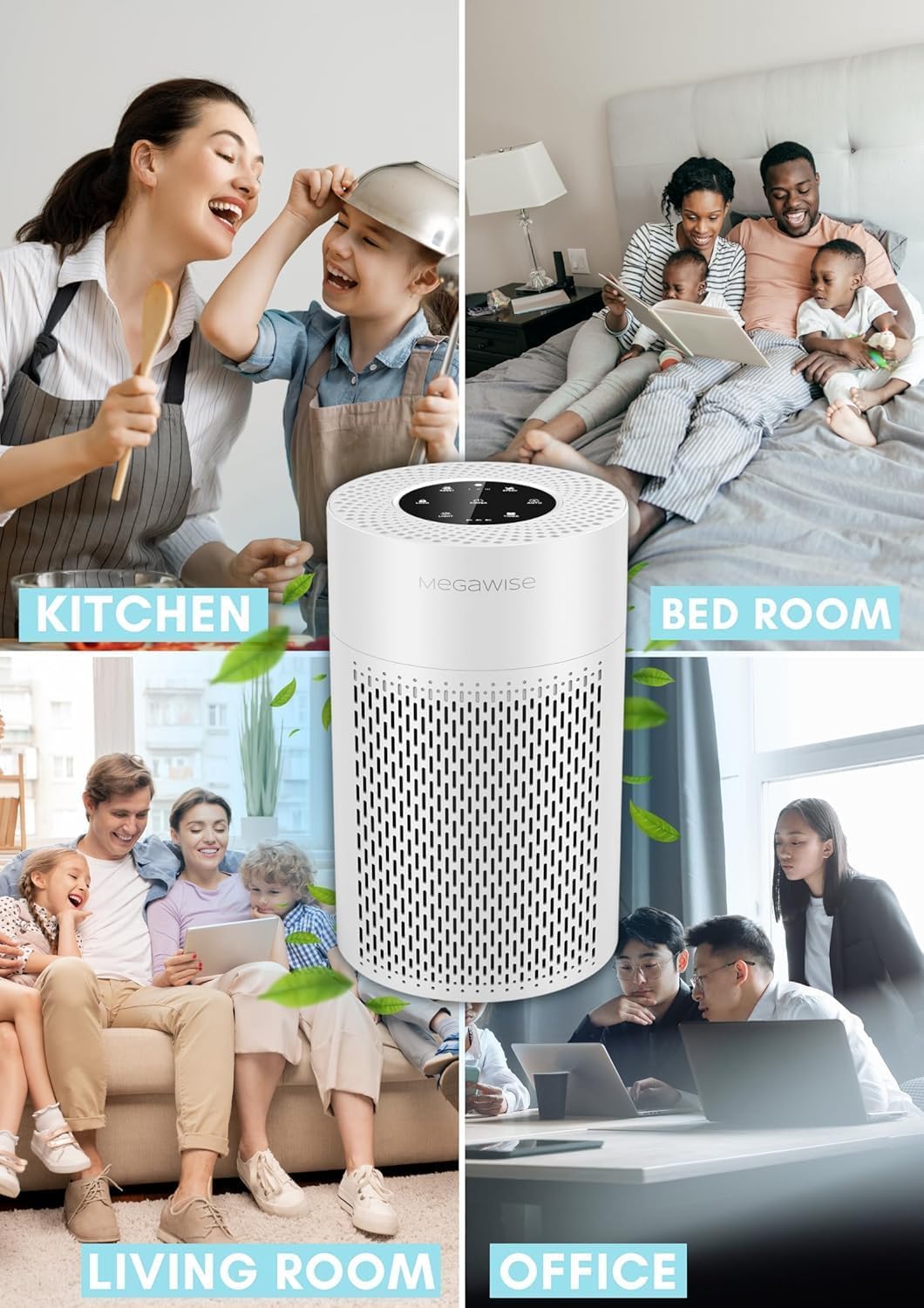 MEGAWISE Air Purifier for Home Use, Quiet Air Circulation with Layered Filtration, Compact Design for Bedroom, Living Room & Small Spaces