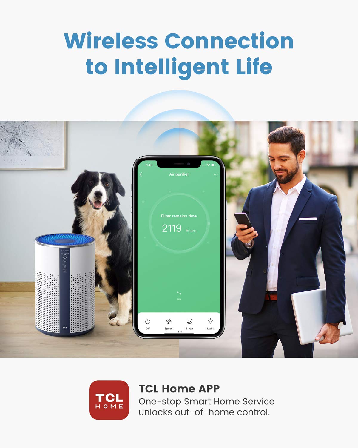 TCL Air Purifier for Home Room Bedroom, Smart WiFi Alexa Control, True H13 HEPA Air Filter Remove 99.97% Smoke Odor Pet Dander Dust Pollen Mold Air