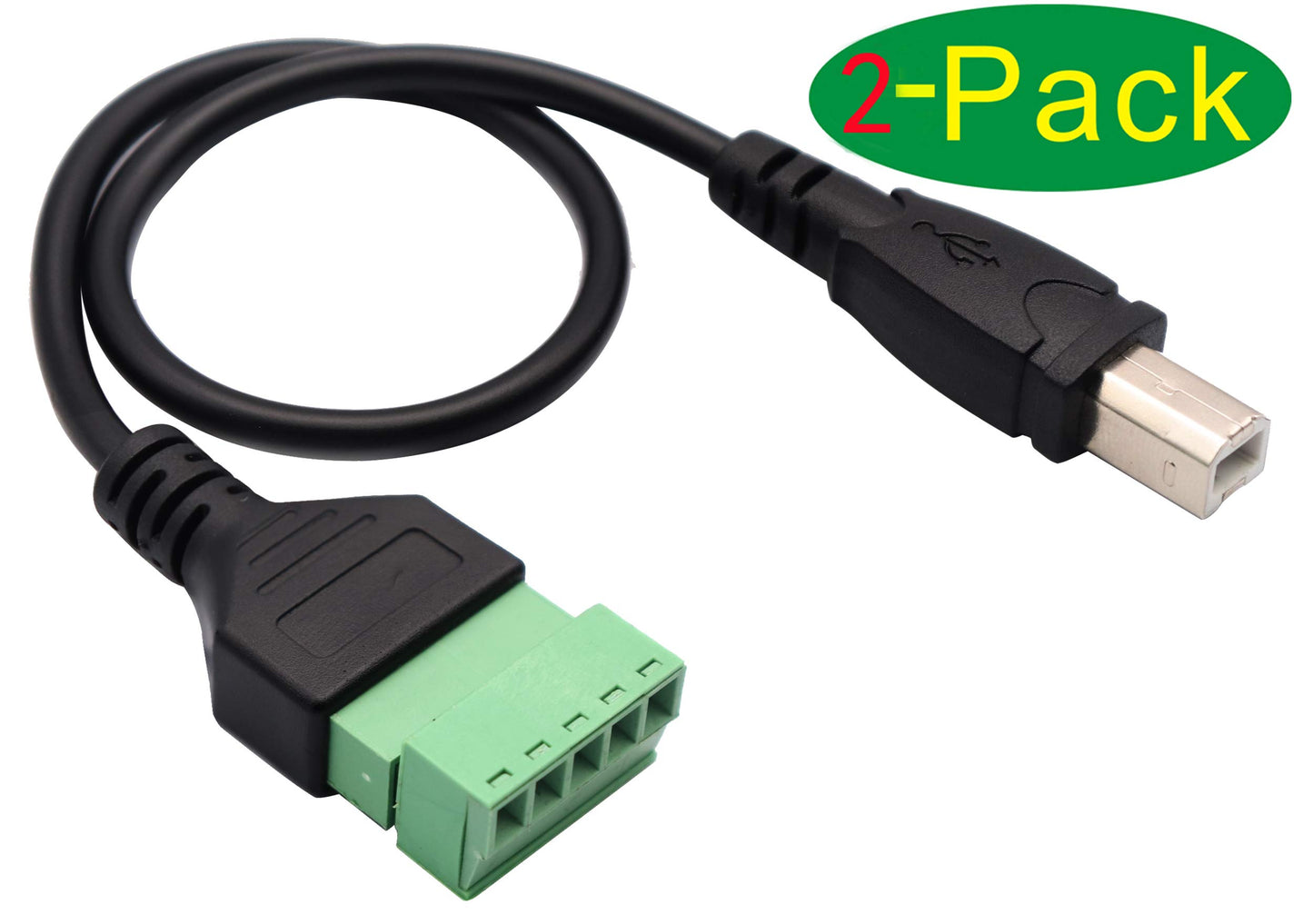 zdyCGTime 2.0 Type B USB Screw Terminal Block Cable USB 2.0 Type B Male Plug to 5 Pin/Way Female Bolt Screw with Shield terminals Pluggable Type