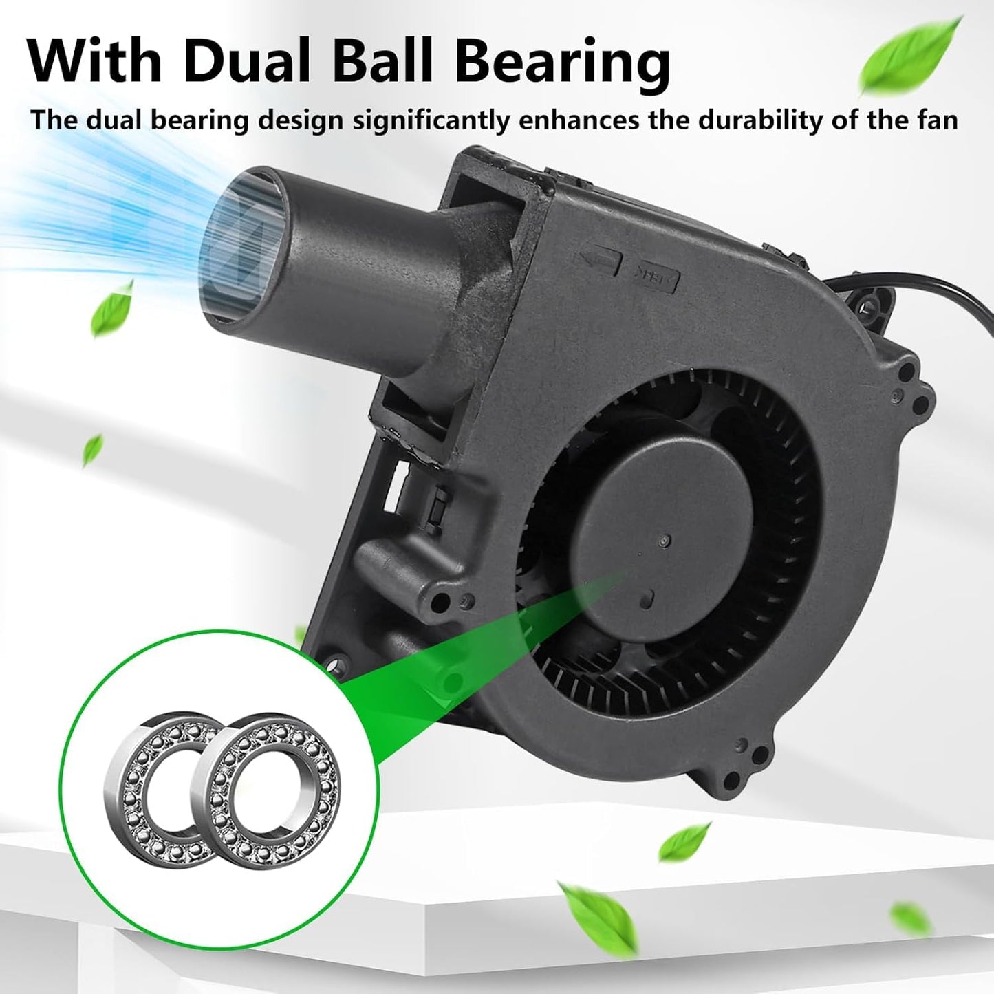 120mm x 32mm Dual Ball Blower Fan 12V with 110v - 240v AC Plug Variable Speed Controller - High Velocity Squirrel Cage Fans for DIY Cooling Projects