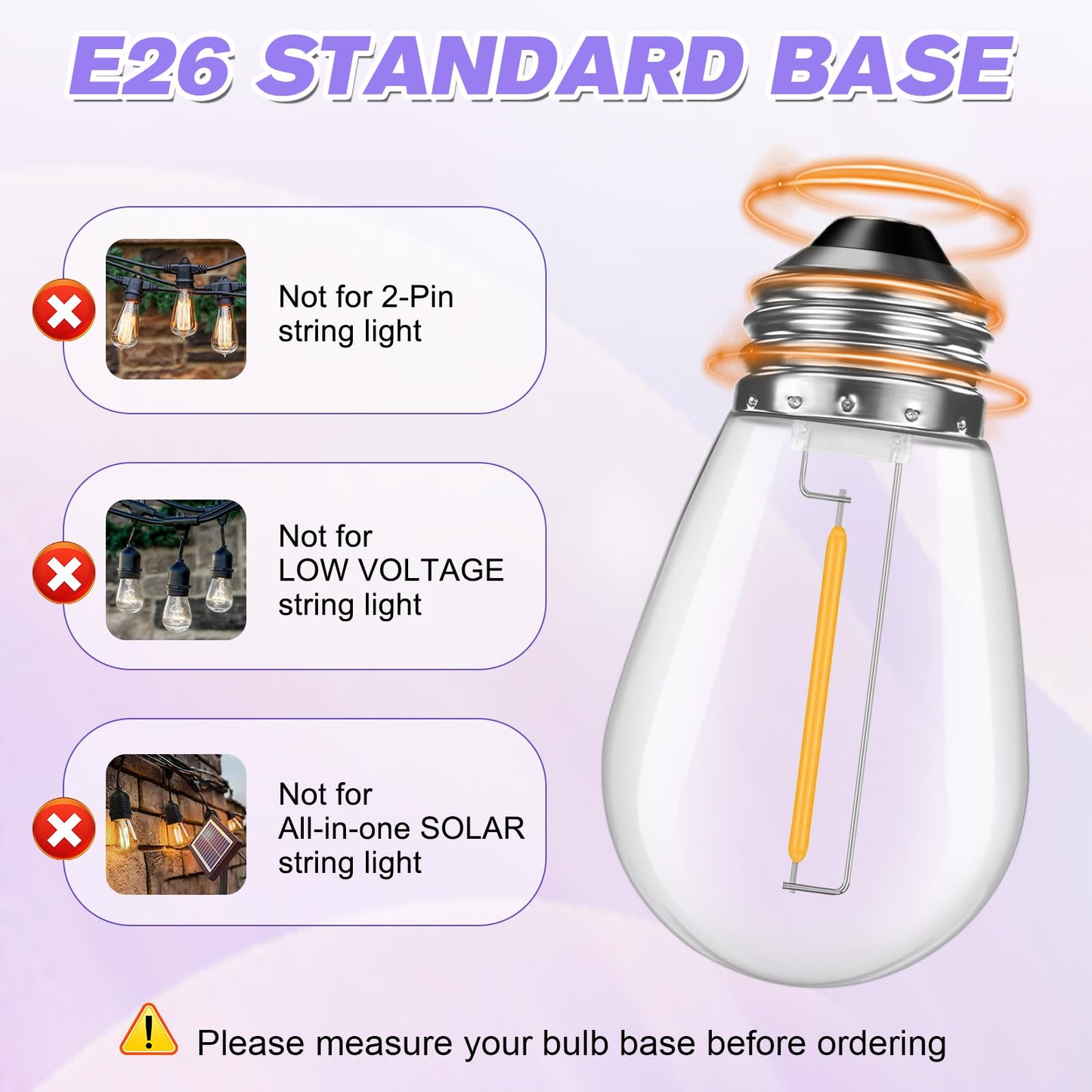 GvvooHome 24 Pack Shatterproof S14 LED Replacement Bulbs for Outdoor String Lights, 1W Equivalent to 11W Incandescent Bulb, Soft White 2200K