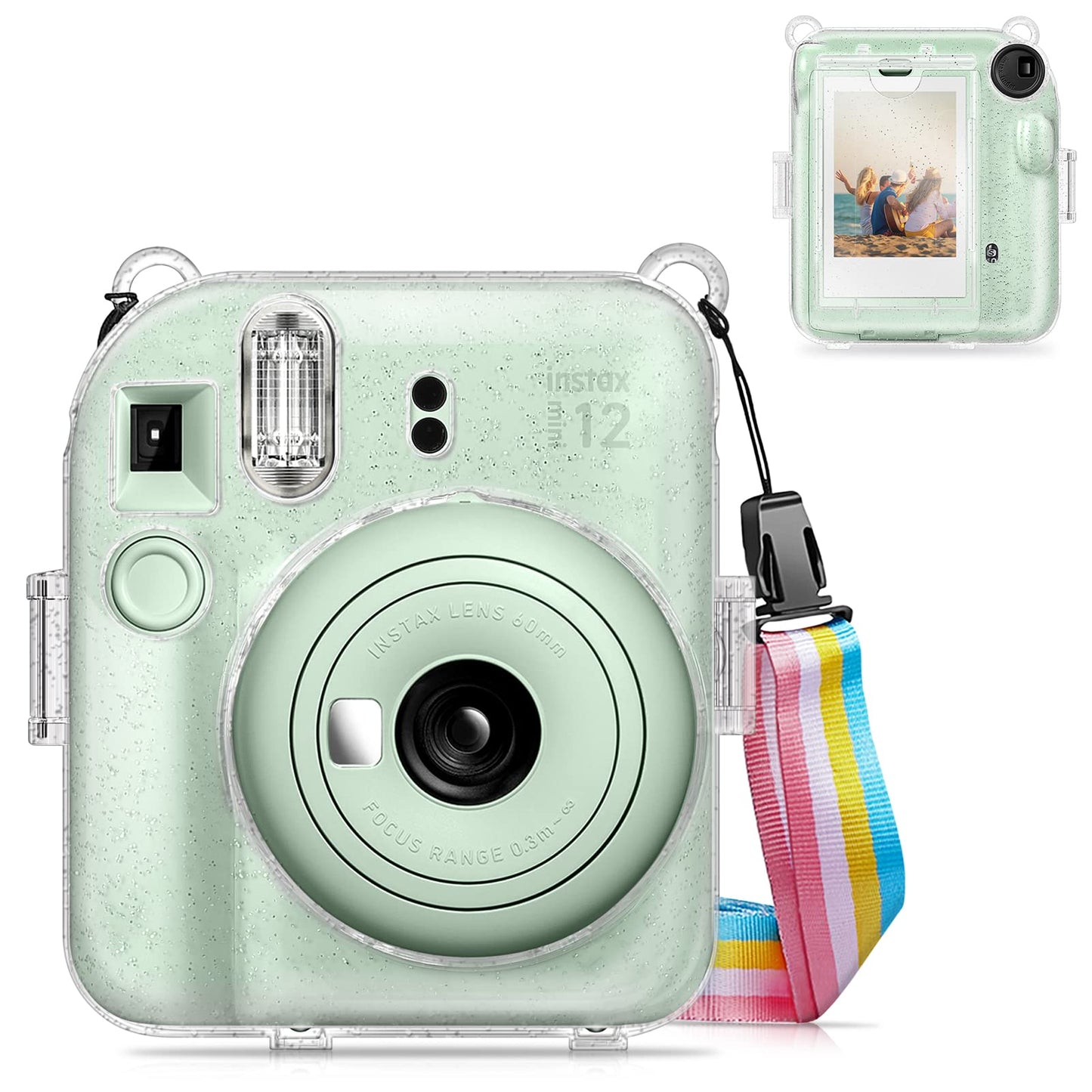 Fintie Protective Clear Case for Fujifilm Instax Mini 12 Instant Camera - Crystal Hard Shell Cover with Upgraded Film Pocket for Storing Photos