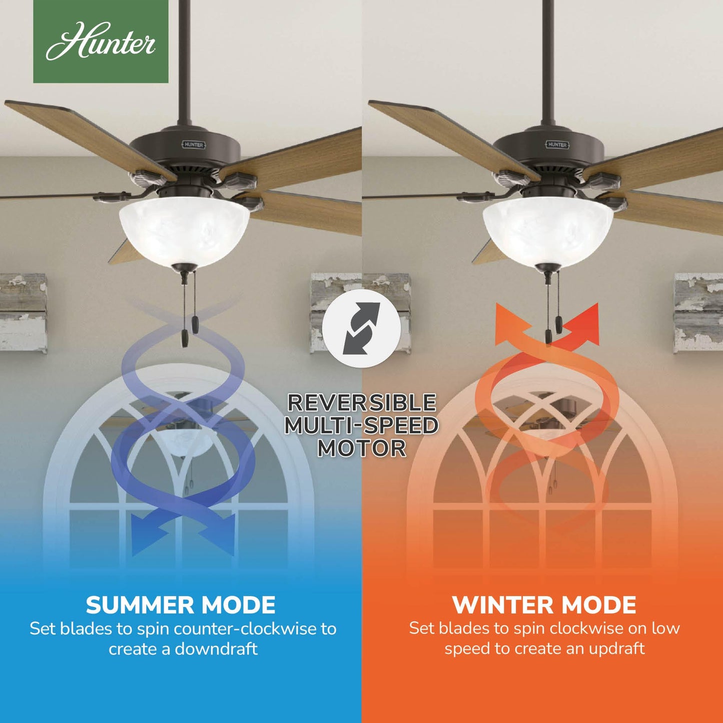 Hunter Swanson, Indoor, Ceiling Fan, with LED Light, 52 inch, New Bronze