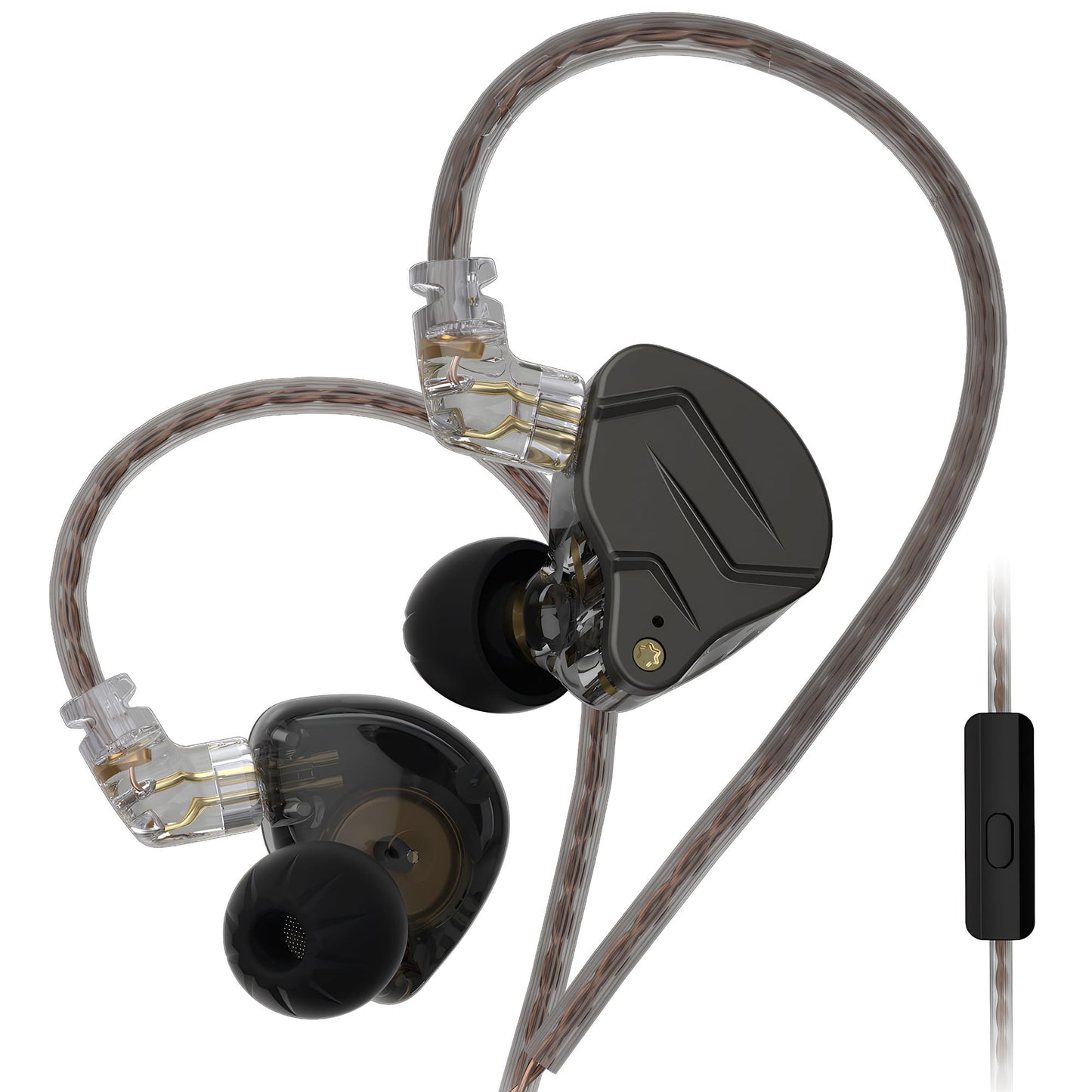 erjigo KZ ZSN Pro Dynamic Hybrid Dual Driver in Ear Earphones Detachable Tangle-Free Cable Musicians in-Ear Earbuds Headphones (Gray with Microphone)