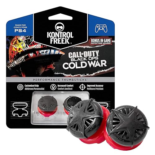 KontrolFreek Call of Duty: Black Ops Cold War Performance Thumbsticks for PlayStation 4 (PS4) and PlayStation 5 (PS5) | 2 High-Rise, Convex |