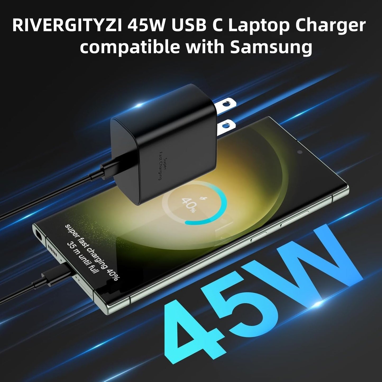 45W Fast Charger USB C Compatible with Samsung Charger with 10FT Type C Charging Cable Compatible with Samsung Galaxy S25 Ultra/S25+/S25/S24
