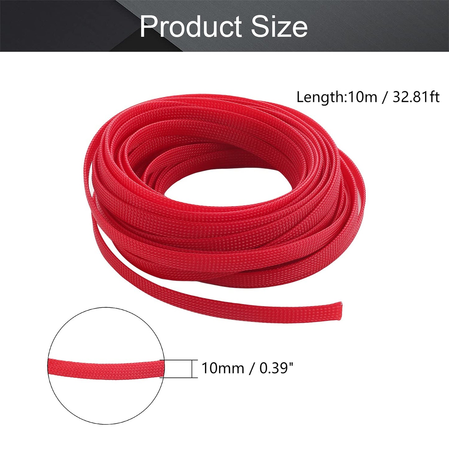 Othmro 32.8ft Length Expandable PET Flexible Braided Cable Sleeves 0.39in Width Wire Loom Sleeving and Organizers Flexible Wire Mesh Sleeves for TV