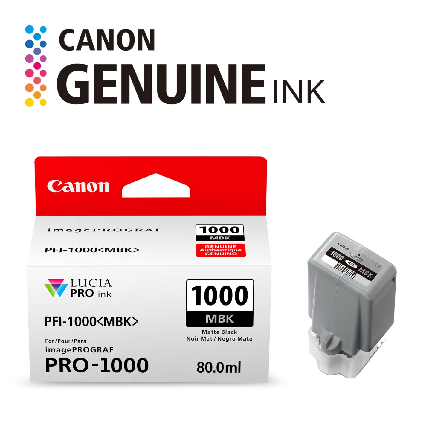 Canon PFI-1000 Genuine Matte Black Ink Tank, Compatible with ImagePROGRAF PRO-1000 Printers