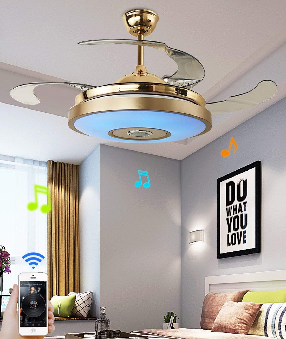 Saffbie 42 Inch Smart Ceiling Fan with Bluetooth Speaker