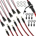 HUAREW 6 Pcs 5.5 x 2.1mm DC Power Jack Threaded Female Panel Mount Barrel Connector Adapter Kit with Waterproof Cover Cap