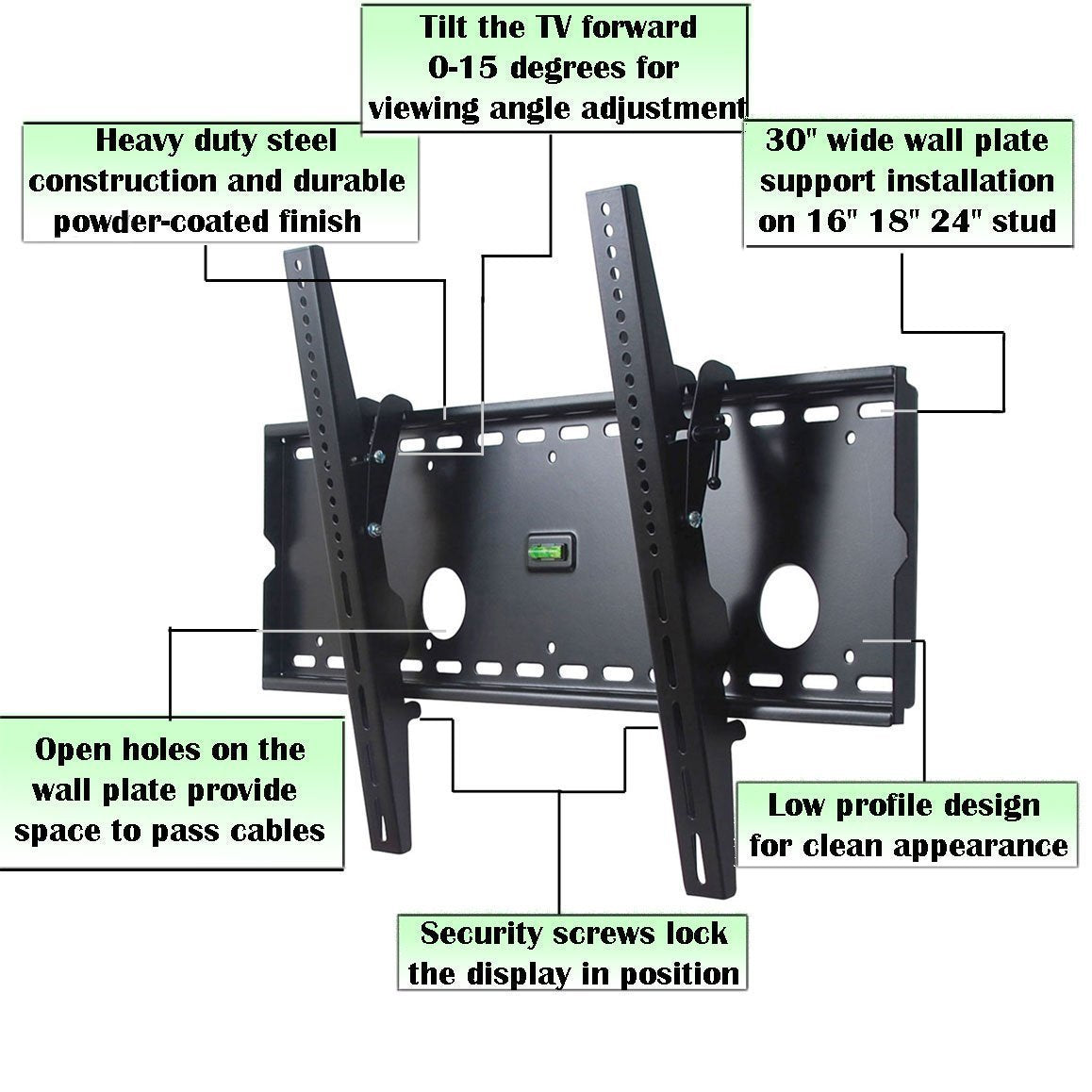 VideoSecu Low Profile Black Tilt Tilting TV Wall Mount Bracket for Akai PDP4298EDI HDTV Plasma/LCD TV Max Loading Capacity up to 165lbs MP502B