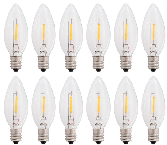 Creative Hobbies LED Replacement Light Bulbs for Electric Candle Lamps, Window Candles, Chandeliers - 7 Watt Equivalent Candelabra, Clear, Steady