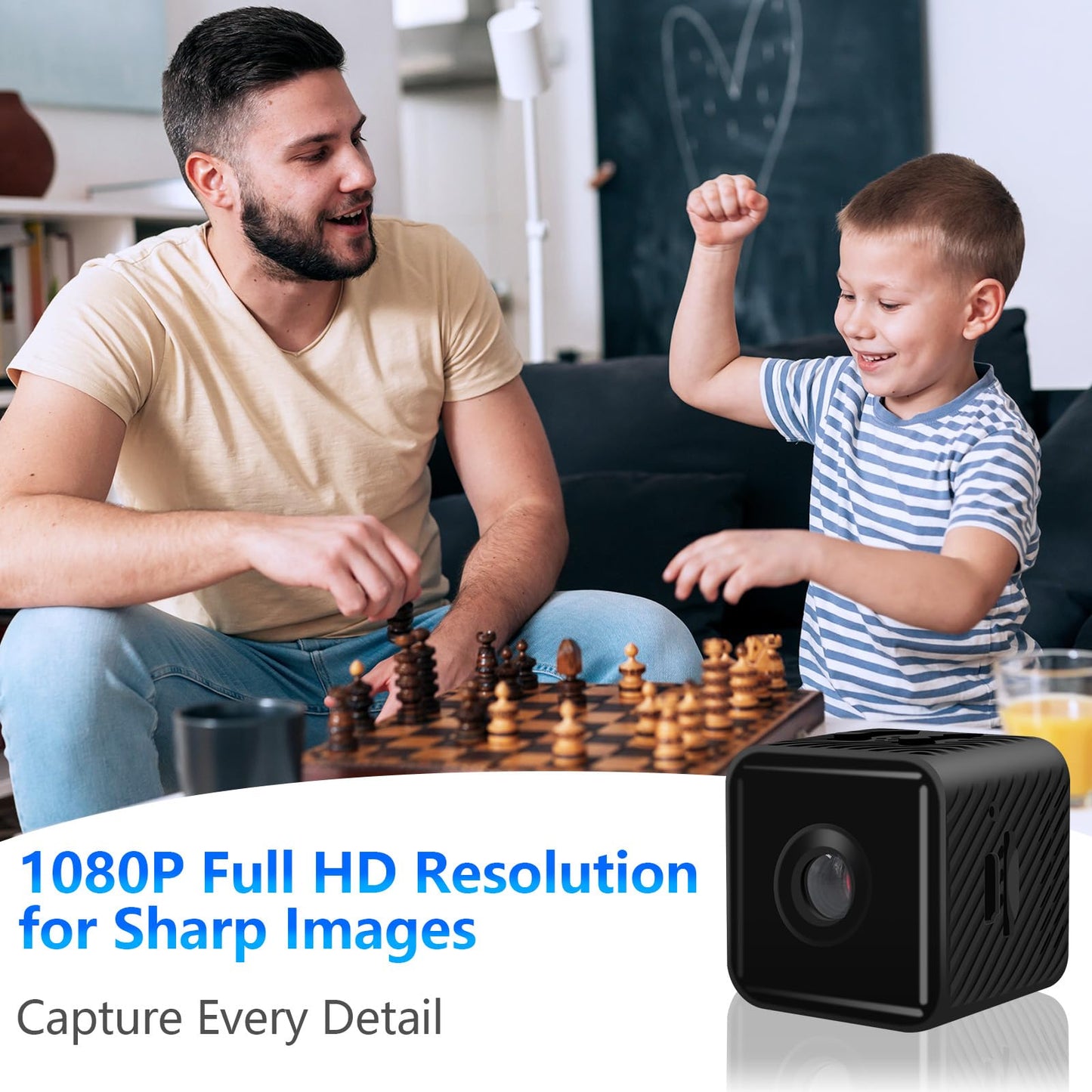 Mini Security Camera, 1080P HD Home Wireless Small Camera, Indoor WiFi Nanny Cam with Motion Detection and Night Vision, 150° Wide View, App Alerts