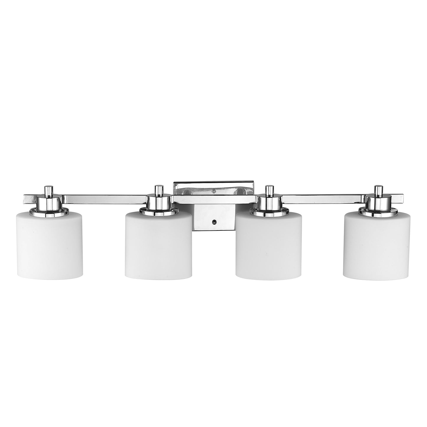 Chloe Lighting CH821036CM33-BL4 Contemporary 4 Light Chrome Finish Bath Vanity Wall Fixture Alabaster Glass, 33" Wide, White