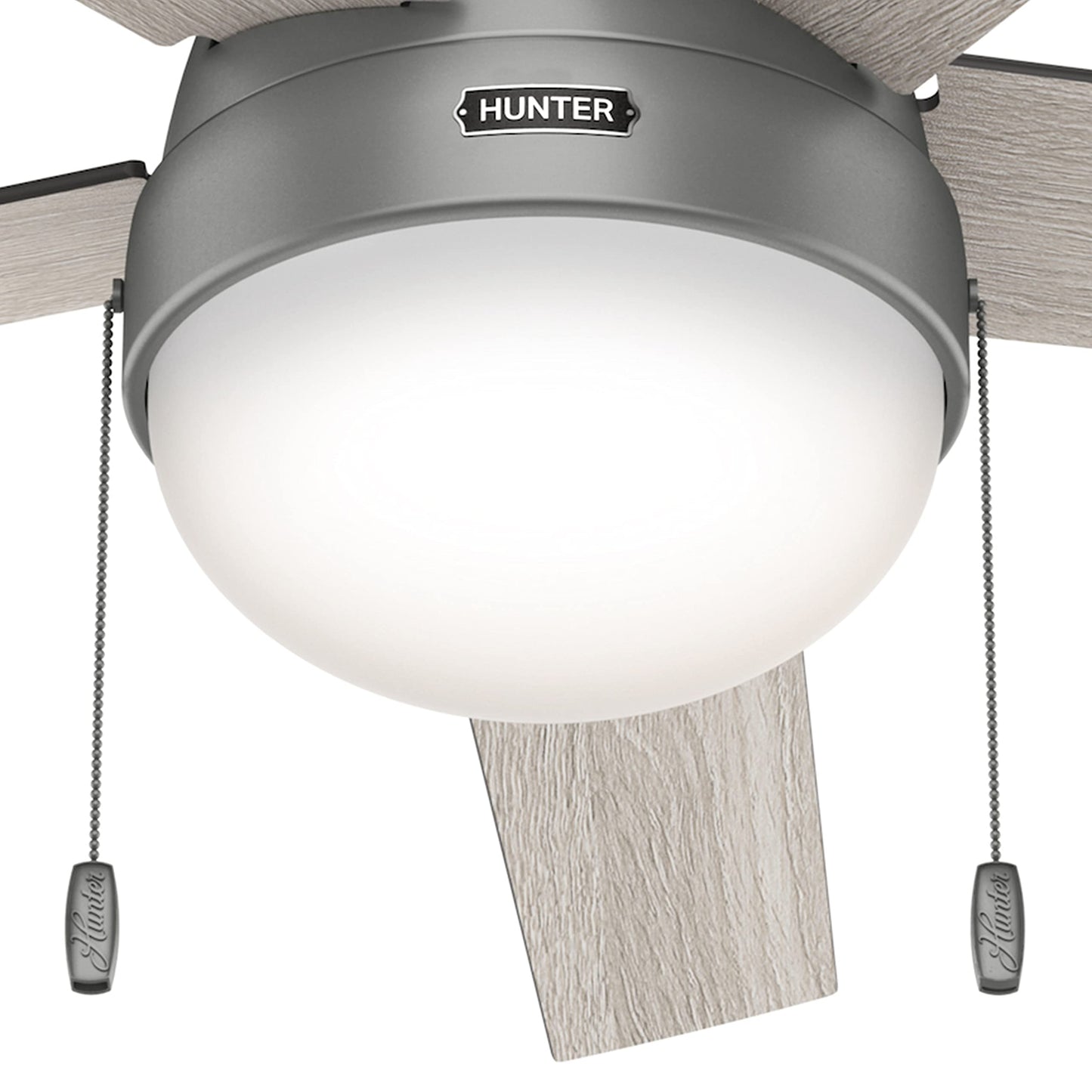 Hunter Fan 52 in Contemporary Matte Silver Ceiling Fan with Light and Pull Chain (Renewed)