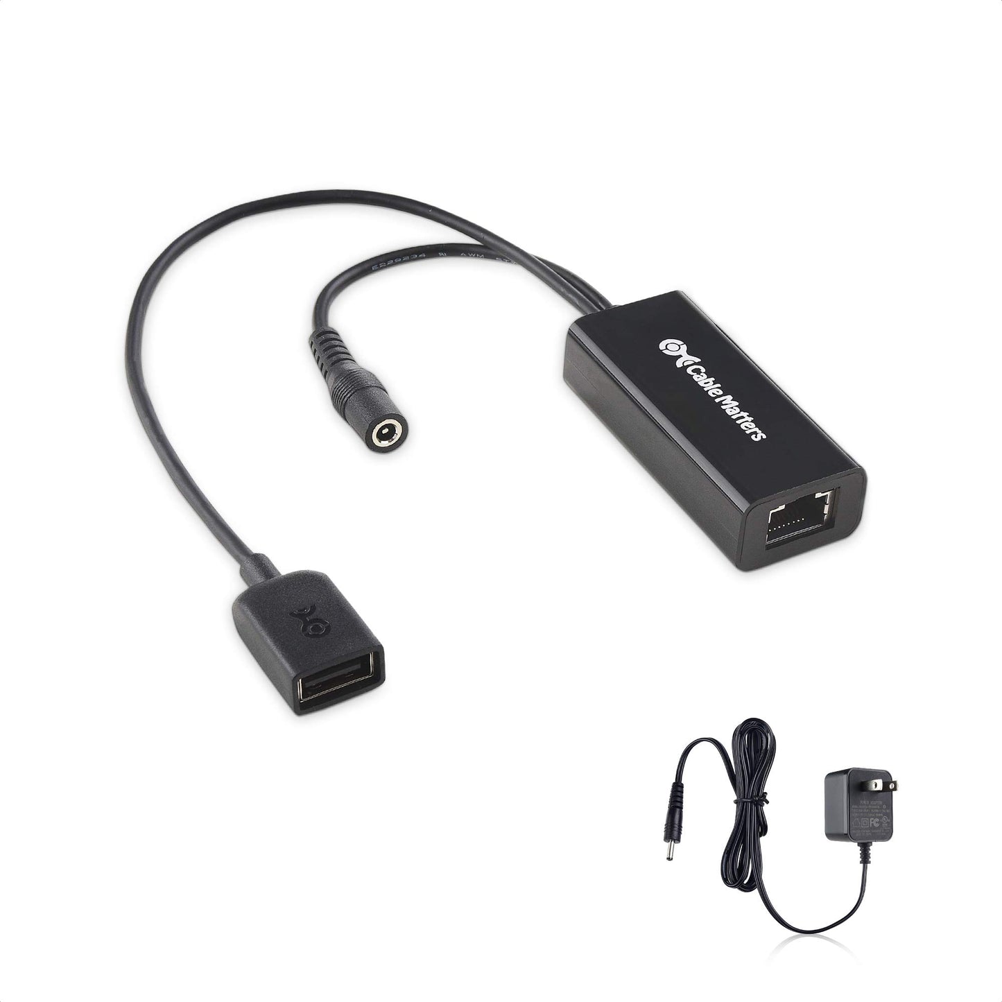 Cable Matters USB 2.0 Over Ethernet Extender with Power Adapter, 150ft