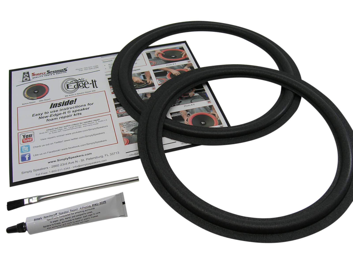 Standard 12 Inch Foam Speaker Repair Kit FSK-12F (Pair)