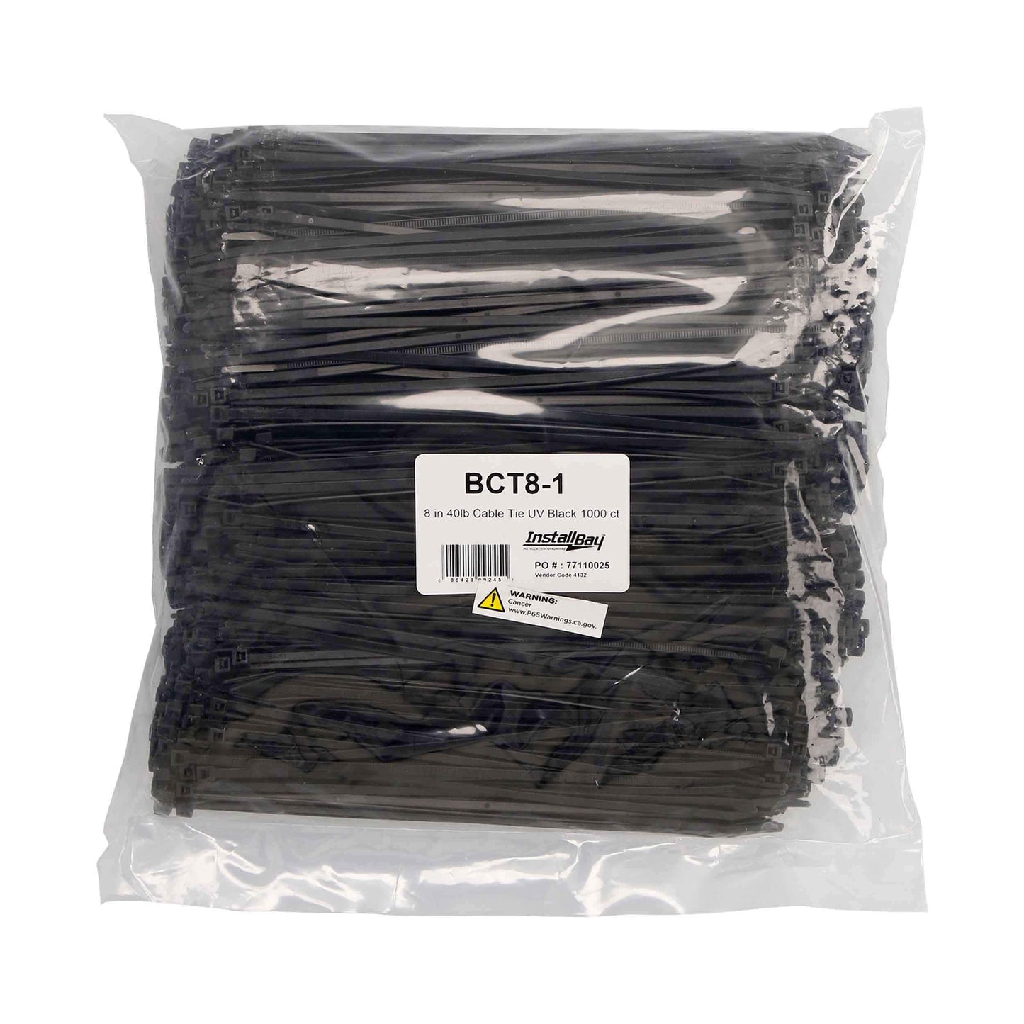 Install Bay BCT8 8-Inches Cable Tie 40 Pound - 100 Pack (Black)