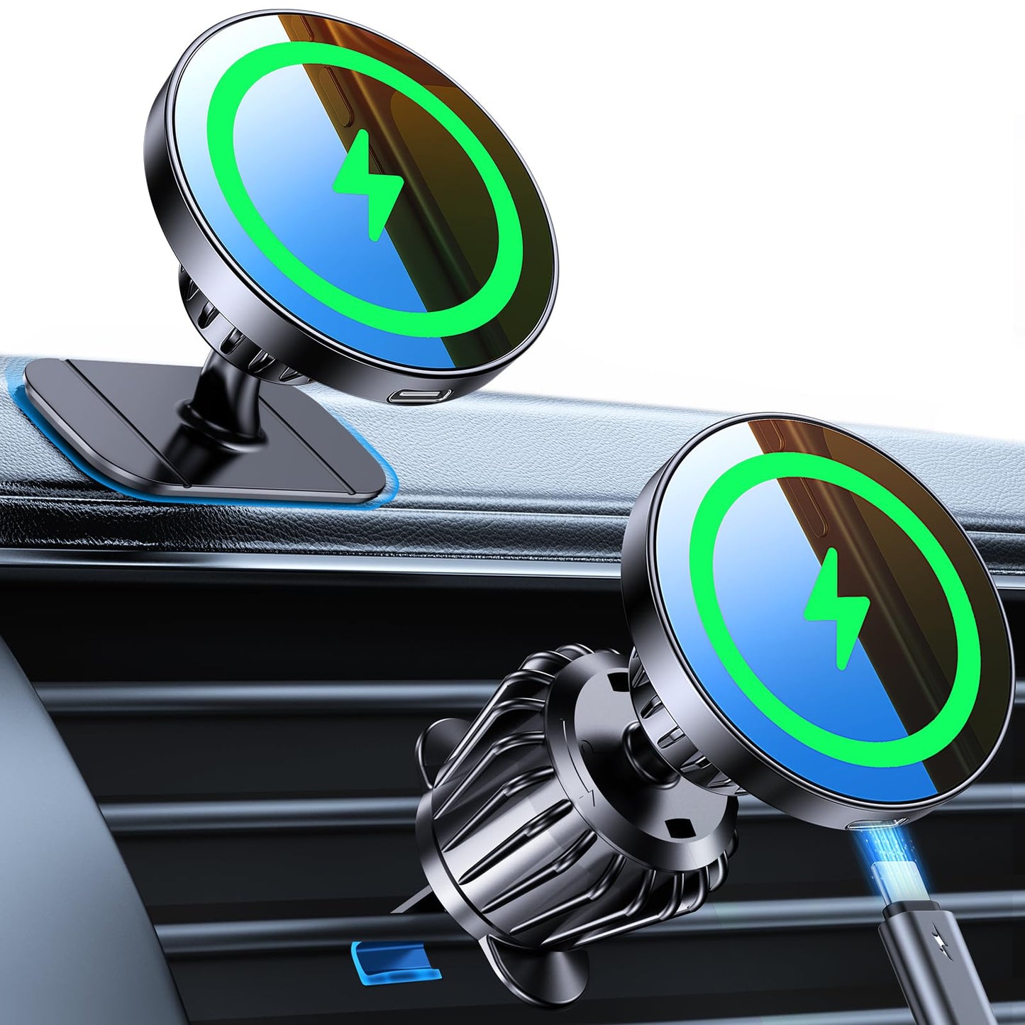 Kaistyle for MagSafe Car Mount Charger?Stronger Magnets?Magnetic Wireless Car Charger with Dashboard Pad Mounting Phone Holders for Your Car
