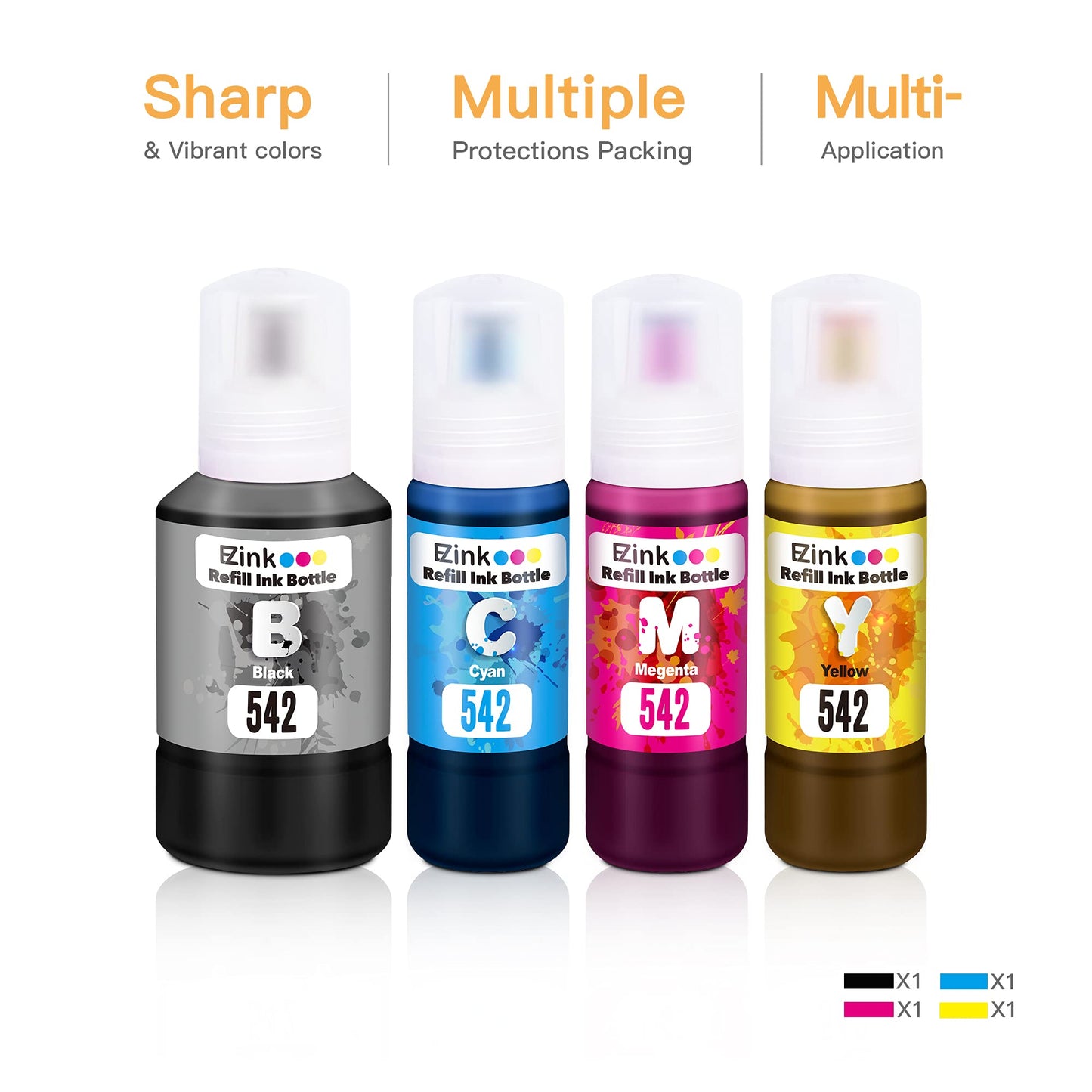 E-Z Ink (TM Compatible Ink Bottle Replacement for Epson 542 T542 to use with ET-5800,ET-5850,ET-5880,ET-16600,ET-16650,ST-C8000 Printer (Black, Cyan