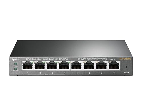 TP-Link TL-SG108PE V3 | 8 Port Gigabit PoE Switch | Easy Smart Managed | 4 PoE+ Ports @64W | Plug & Play | Sturdy Metal w/ Shielded Ports | Fanless |