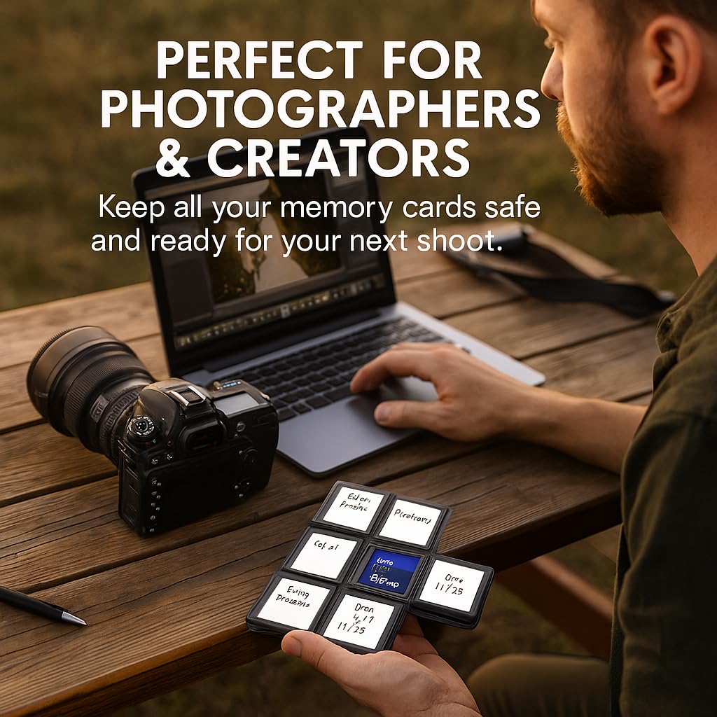 Acuvar 12 Slot SD/SDHC Memory Card Hard Plastic Case - Durable ABS Portable SD Card Storage Box Organizer, Protective Hard Shell SD Card Carrying Case