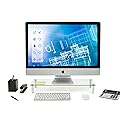 Mount-It! Glass Desktop Monitor Stand Riser | Raised Laptop Stand Organizer | 22 Inches Wide Clear Tempered Glass | Computer Screen TV and Office Desk